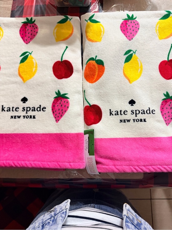 kate spade Other - kate spade Fruit Print Beach Towels with Pink Border